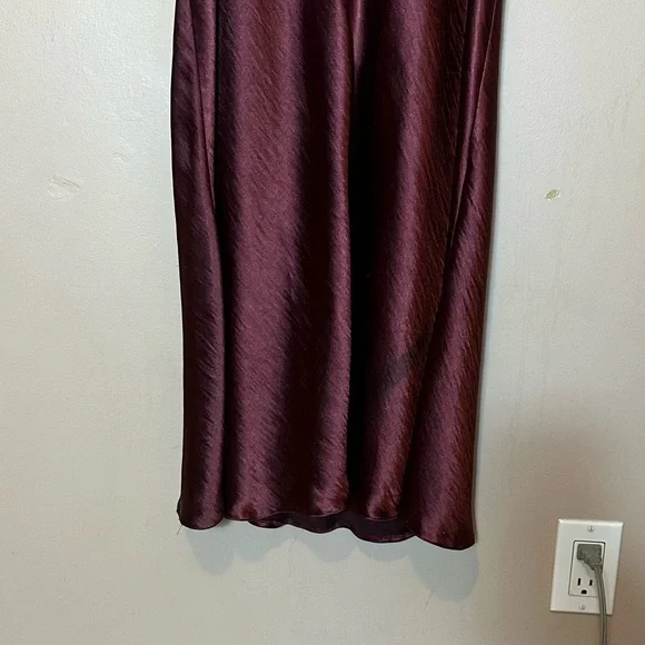 Plum Slip Midi Dress with Long Sleeves Size 14 - Picture 4 of 6